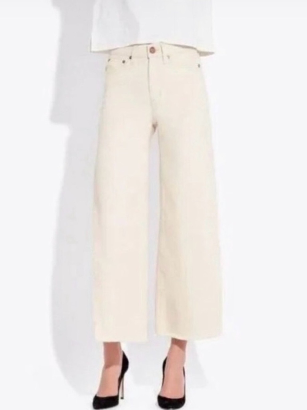 AYR Cream Wide-Leg High-Rise Jeans